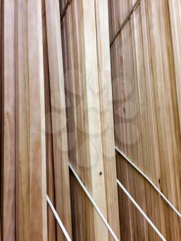 Wood lumber plywood at home improvement warehouse store in rack