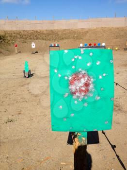 Metal targets at shooting range outdoor firearm rifle shotgun practice sunny