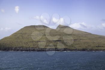 View of Vagar island across the fjord Kalsoy, Faroe Islands