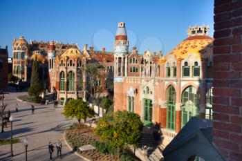 Barcelona, Spain - 7 March 2014: Hospital de Sant Pau, modernist architecture complex