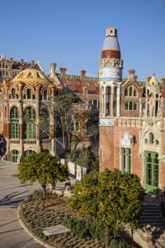 The former Hospital de la Santa Creu i Sant Pau  in the neighborhood of El Guinardo, Barcelona. It is designed by modernisme architect Lluis Domenech i Montaner.