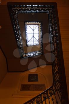 La Coruna, Spain - 17 September 2014: Stairs inside of Municipal Palace of La Coruna
