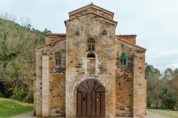 Oviedo, Spain - 11 December 2018: Church of St Mary at Mount Naranco
