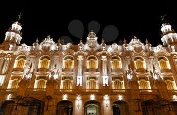 Havana, Cuba - 1 February 2015: Great Theatre of Havana Alicia Alonso at night