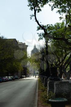 Havana, Cuba - 8 February 2015: Silhouette of Capitol seen from Paseo Marti