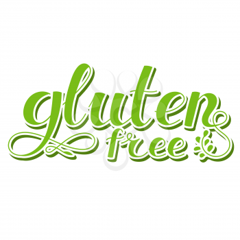 Lettering inscription. Gluten free. Healthy lifestyle theme. Hand drawn phrase. Vector illustration isolated on a white background. Design element for t-shirts and prints.