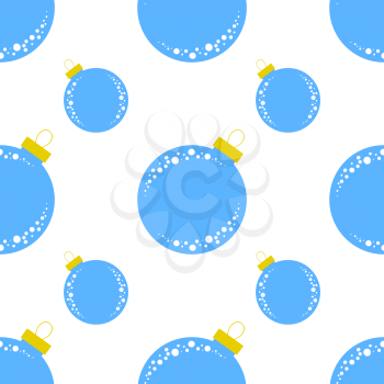 seamless pattern of blue christmas balls on white background