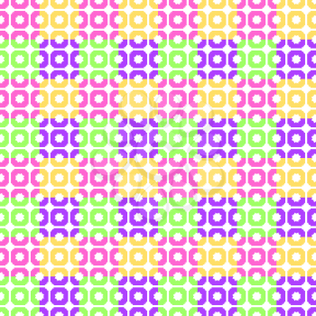 Abstract seamless pattern of yellow, green, pink squares