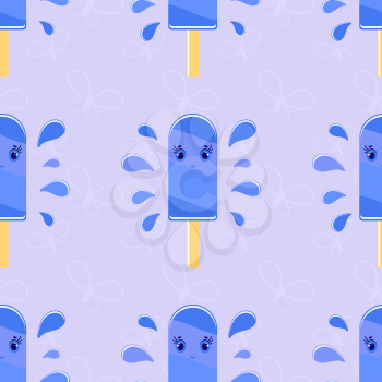 Colorful seamless pattern of cute melting ice-cream on a light background. Simple flat vector illustration. For the design of paper wallpapers, fabric, wrapping paper, covers, web sites