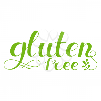 Lettering inscription. Gluten free. Healthy lifestyle theme. Hand drawn phrase. Vector illustration . Design element for t-shirts and prints.