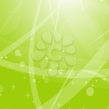 Light green abstract background with stars, circles and stripes. Flat vector illustration