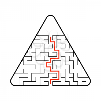 Abstract triangular labyrinth. Game for kids. Puzzle for children. One entrance, one exit. Labyrinth conundrum. Flat vector illustration. With answer. With place for your image