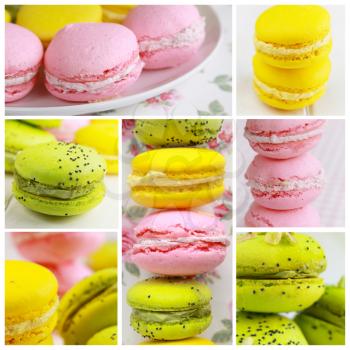 Collage showing three different kind of macarons