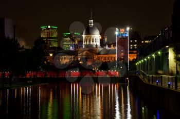 View of Marche Bonsecours in Old port in Montreal, Quebec by a nice evening during fall season