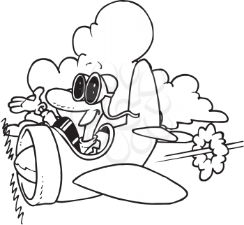 Royalty Free Clipart Image of a Man in an Airplane