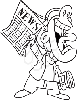 Royalty Free Clipart Image of a Newsboy