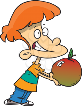Royalty Free Clipart Image of a Boy With an Apple