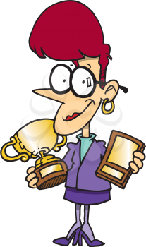 Royalty Free Clipart Image of a Woman With Awards