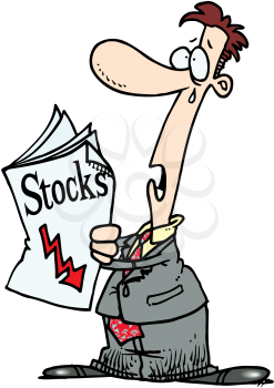 Royalty Free Clipart Image of a Man Reading the Stock Report
