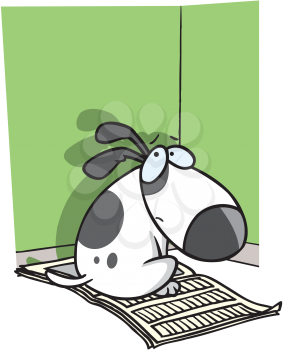 Royalty Free Clipart Image of a Bad Puppy Sitting in the Corner