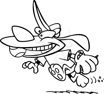 Royalty Free Clipart Image of a
Dog Running with a Baseball