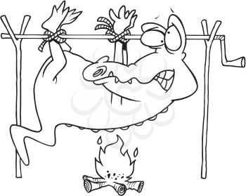 Royalty Free Clipart Image of a Roasting Gator