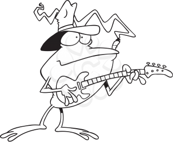 Royalty Free Clipart Image of a Guitar Playing Frog