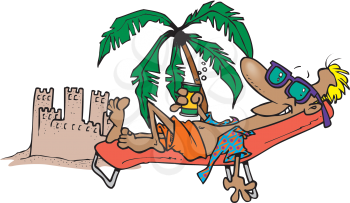 Royalty Free Clipart Image of a Man Sunbathing