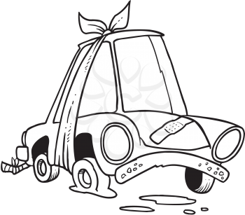 Royalty Free Clipart Image of a Car With Bandages