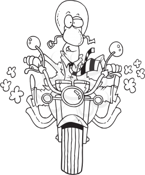 Royalty Free Clipart Image of a Man in a Suit On a Motorcycle