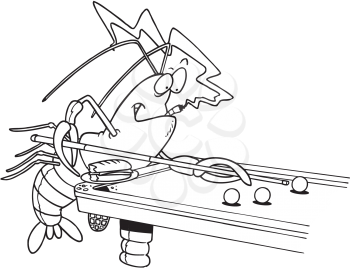 Royalty Free Clipart Image of a Lobster Playing Pool
