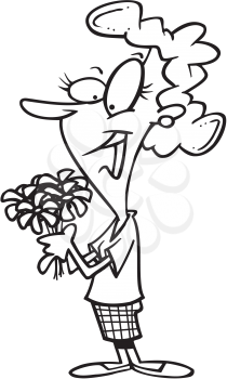 Royalty Free Clipart Image of a Woman With a Bouquet