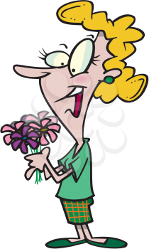 Royalty Free Clipart Image of a Woman With Flowers