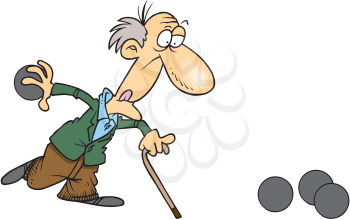 Royalty Free Clipart Image of an Old Man Bowling