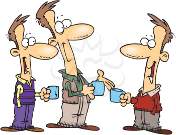 Royalty Free Clipart Image of Men Having Coffee