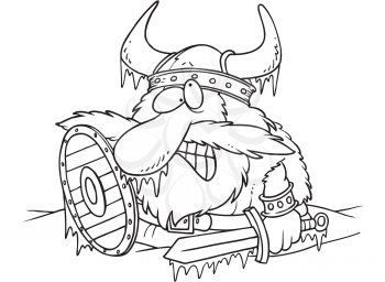 Royalty Free Clipart Image of a Frozen Viking
