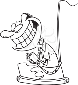 Royalty Free Clipart Image of a Guy in a Bumper Car