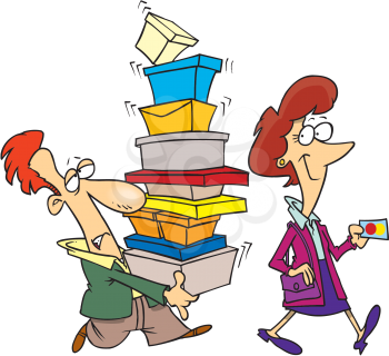 Royalty Free Clipart Image of a Couple Shopping