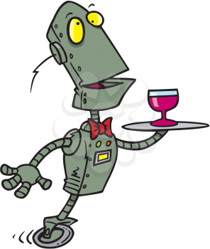 Royalty Free Clipart Image of a Robot Butler