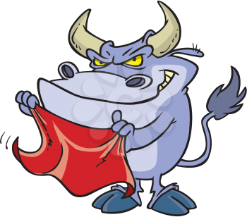 Royalty Free Clipart Image of a Bull With a Cape