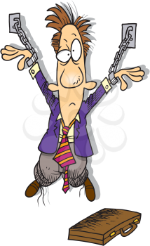 Royalty Free Clipart Image of a Chained Businessman