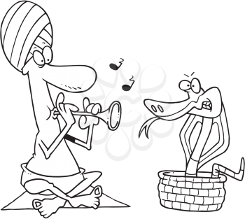 Royalty Free Clipart Image of a Snake Charmer