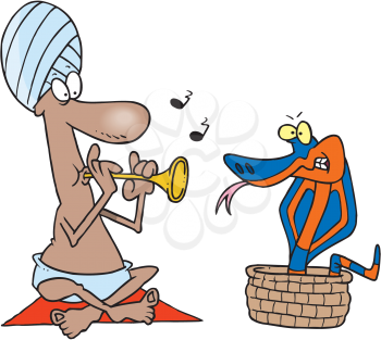 Royalty Free Clipart Image of a Snake Charmer