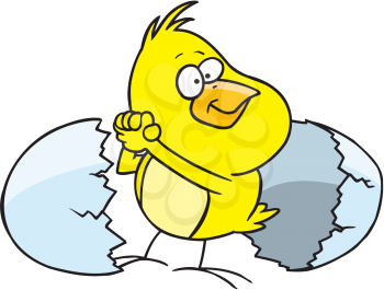 Royalty Free Clipart Image of a Chick Hatching