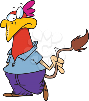 Royalty Free Clipart Image of a Chicken With a Cow Tail