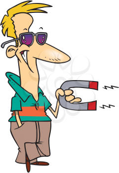 Royalty Free Clipart Image of a Man With a Magnet