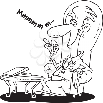 Royalty Free Clipart Image of a Man Eating Chocolate