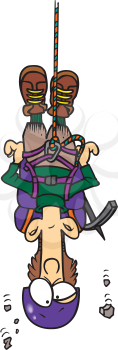 Royalty Free Clipart Image of a Man Hanging by a Rope