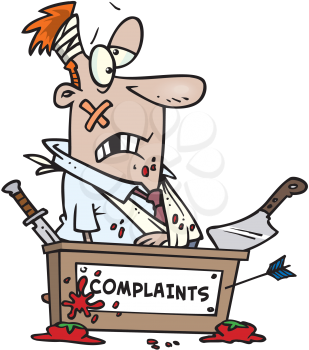 Royalty Free Clipart Image of an Injured Man in the Complaints Department