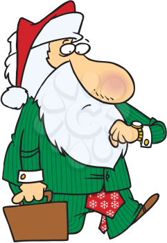 Royalty Free Clipart Image of Santa in a Suit